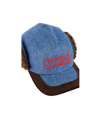 Marni Aviator Baseball Cap In Blue