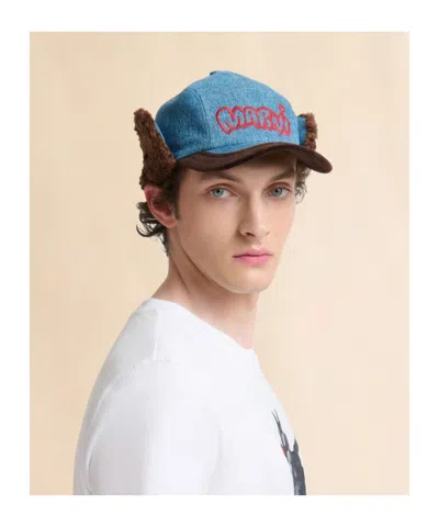 Marni Aviator Baseball Cap In Blue