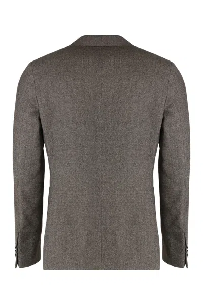 Zegna Single-breasted Jacket In Wool Blend In Gray