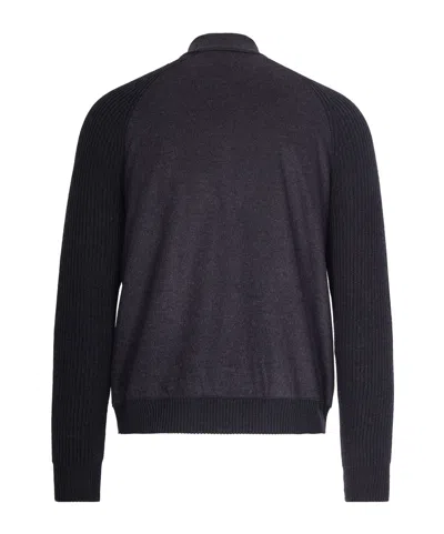 Eleventy Wool Jacket With High Collar And Ribbed Details In Black