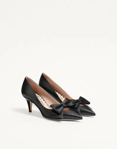 Valentino 65mm Bowow Kidskin Pumps In Black