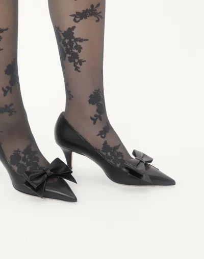 Valentino 65mm Bowow Kidskin Pumps In Black