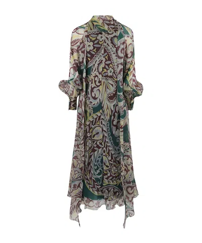 Etro Silk Dress With Paisley Print In White