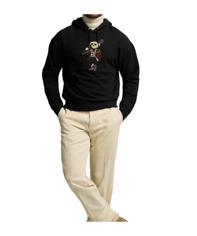 Ralph Lauren Polo Bear Cotton-cashmere Fleece Hoodie In Black