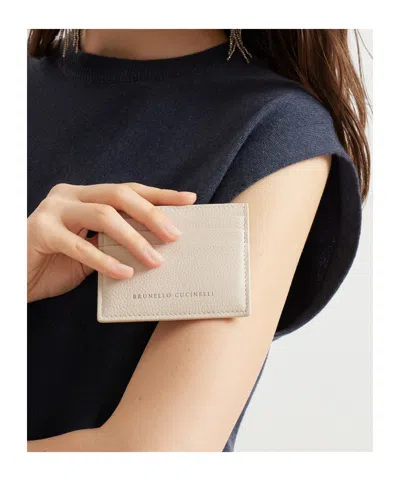 Brunello Cucinelli Beige Calf Leather Bos Taurus Wallet In Neutral