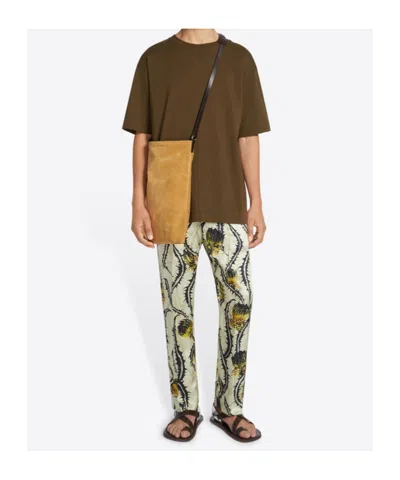 Dries Van Noten Round Neck Short Sleeve Cotton T-shirt In Brown