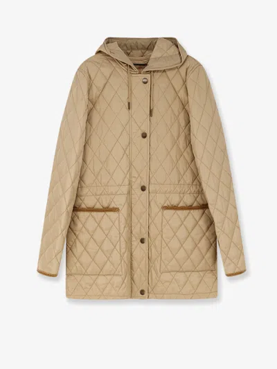 Burberry Quilted Nylon Jacket Featuring Adjustable Elements In Neutral