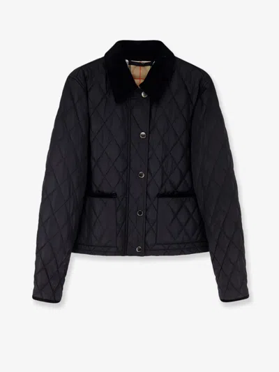 Burberry Women Nylon Jacket With Stitching In Black