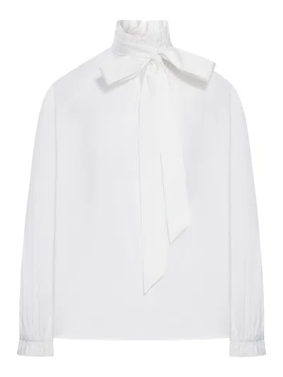La Doublej Icon Cerere Tie-detailed Ruffled Cotton-poplin Blouse In White