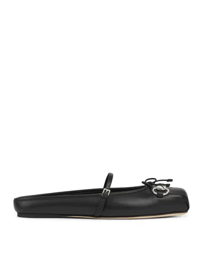 Gucci Leather Ballet Flats Featuring Metal Detail In Black