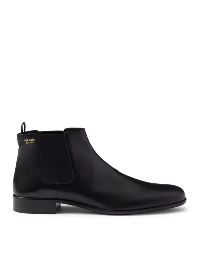 Prada Ankle Boots With Elastic Side Panels In Black