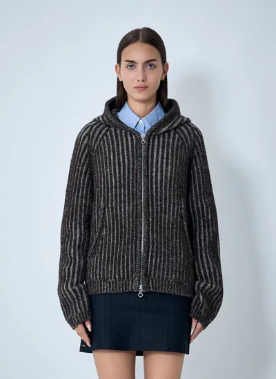 Our Legacy Leve Hood Zip-up Sweater In Brown