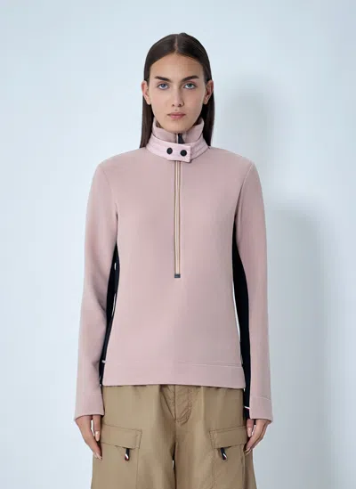 Moncler Half-zip Contrast-panel Sweatshirt In Pink