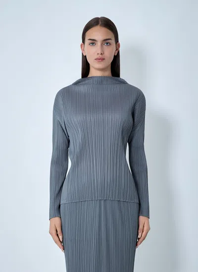 Issey Miyake Pleated Top In Gray