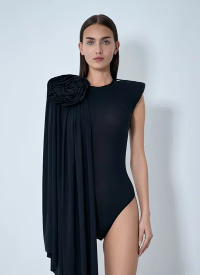 Vaquera Draped Bodysuit In Black
