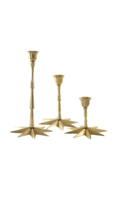 Cody Foster & Co Star Candlestick Holders Set Of 3 In Gold