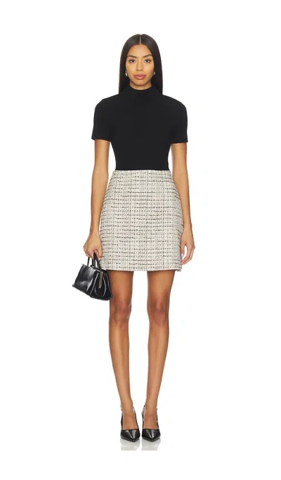 Theory Short Sleeve Roll Neck Mini Dress In Multi