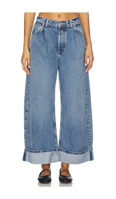 Free People Alia High Rise Wide Leg Jeans In Hawthorne In Blue