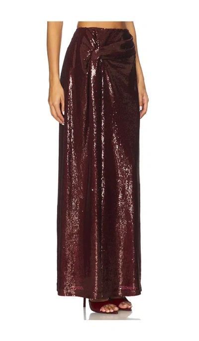 Kate Barton Sequin Draped Maxi Skirt In Burgundy