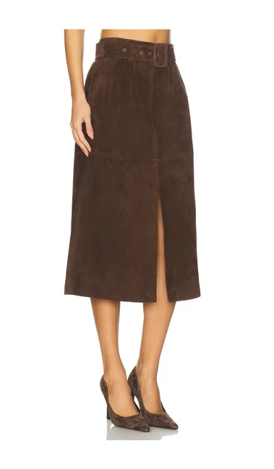 Veronica Beard Alexie Belted Suede Midi Skirt In Brown