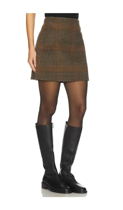 Theory A-line Mini Skirt In Plaid Wool-cashmere In Brown