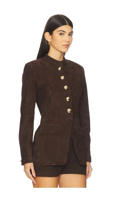 Retroféte Callandra Suede Blazer In Brown