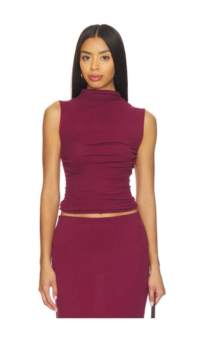 Enza Costa Cashmere Sleeveless Twist Top In Burgundy