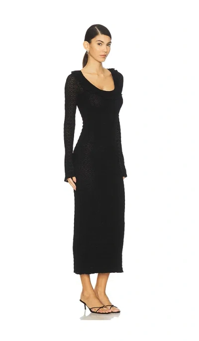 Loveshackfancy Tawmie Ruffle Pointelle Long Sleeve Maxi Dress In Black