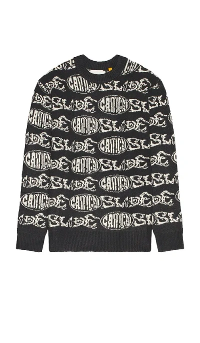 Critical Slide Madness Crew Knit Sweater In Black