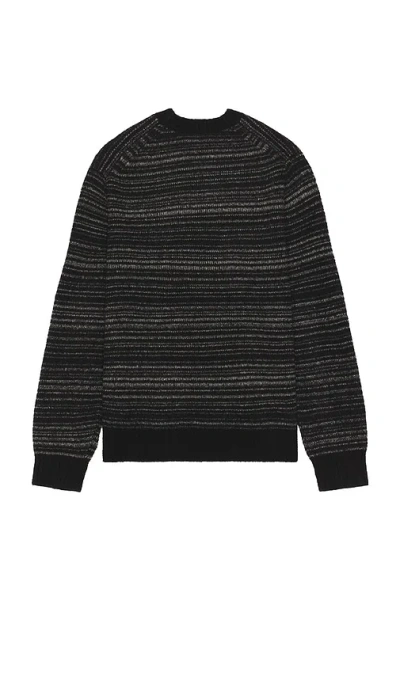 Vince Marled Stripe Crewneck Merino Wool Blend Sweater In Black