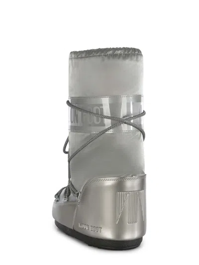 Moon Boot Icon Glace Satin Mid-calf Boots In Silver