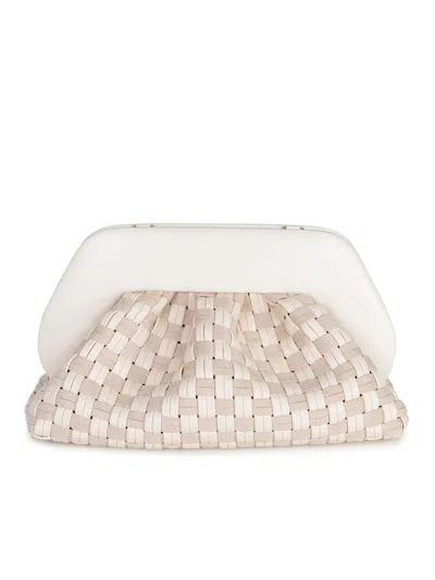 Themoirè Rectangular Suede Clutch Braided Strap In Neutral