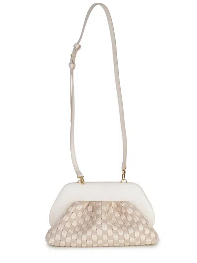 Themoirè Rectangular Suede Clutch Braided Strap In Neutral