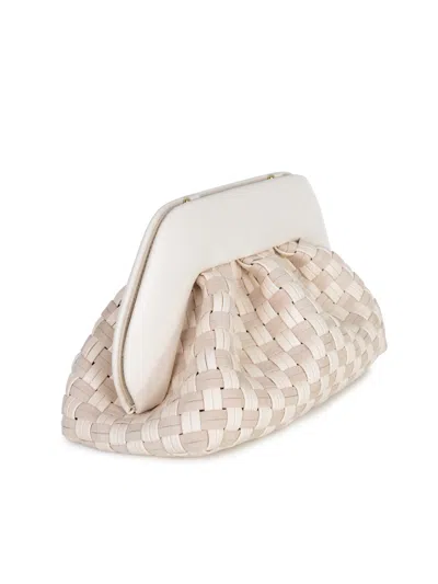 Themoirè Rectangular Suede Clutch Braided Strap In Neutral