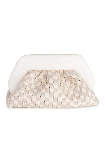 Themoirè Rectangular Suede Clutch Braided Strap In Neutral
