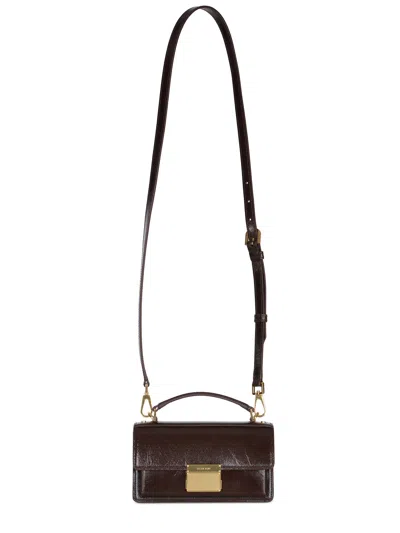 Golden Goose Structured Shiny Brown Handbag With Gold-tone Hardware In Brown