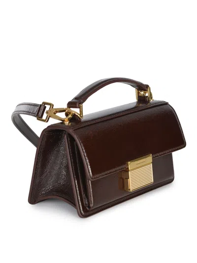 Golden Goose Structured Shiny Brown Handbag With Gold-tone Hardware In Brown