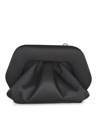 Themoirè Pleated Rectangular Soft Structure Clutch Bag In Black
