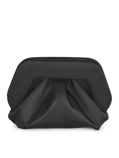 Themoirè Pleated Rectangular Soft Structure Clutch Bag In Black