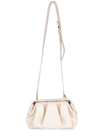 Themoirè Pleated Rectangular Clutch Top Handle In Neutral