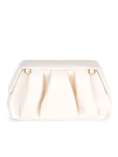Themoirè Pleated Rectangular Clutch Top Handle In Neutral