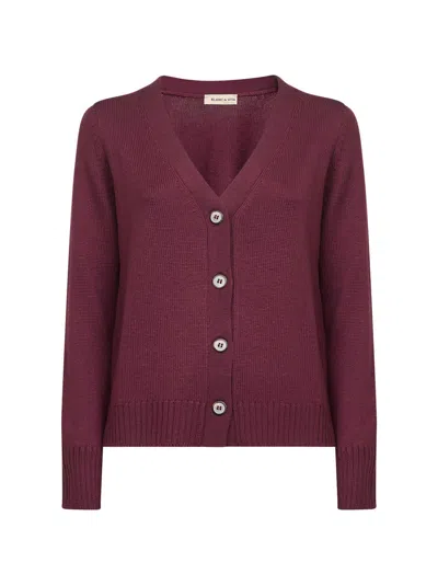 Blanca Vita Burgundy Virgin Wool Knit Cardigan In Burgundy