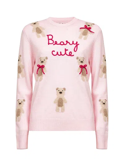 Mc2 Saint Barth Pink Wool Blend New Queen Embroidered Sweater In Pink