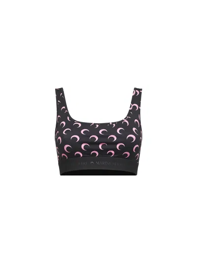 Marine Serre Moon Recycled Jersey Sports Bra In Black