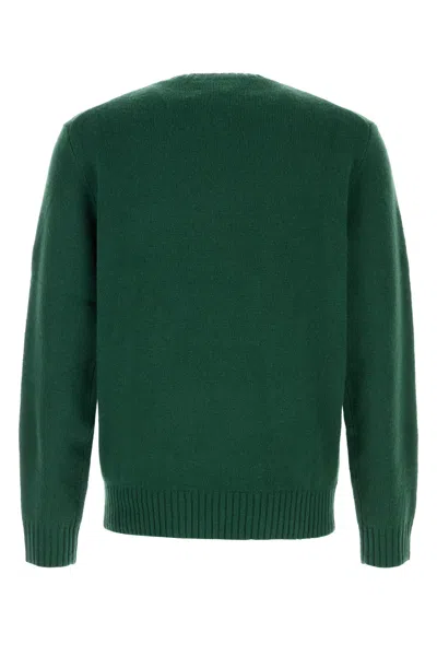 Polo Ralph Lauren Crew Neck Knit Sweater With Ribbed Textures In Green