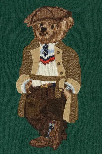 Polo Ralph Lauren Crew Neck Knit Sweater With Ribbed Textures In Green