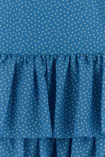 Valentino Silk Dress With Keyhole Neckline And Ruffles In Blue