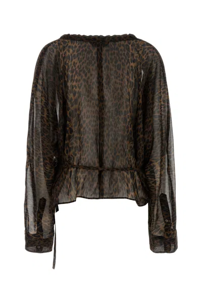 Balenciaga Printed Georgette Blouse In Brown