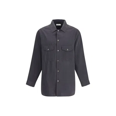 Lemaire Convertible Collar Shirt In Gray