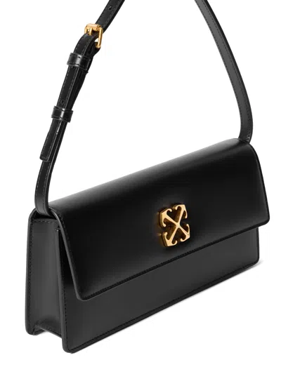 Off-white Rectangular Shoulder Bag Adjustable Strap In Black